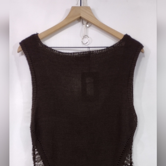 NWT PrettyLittleThing Crochet Plunged Maxi Dress Womens 10 Brown Boho Retro 90s - Picture 7 of 10